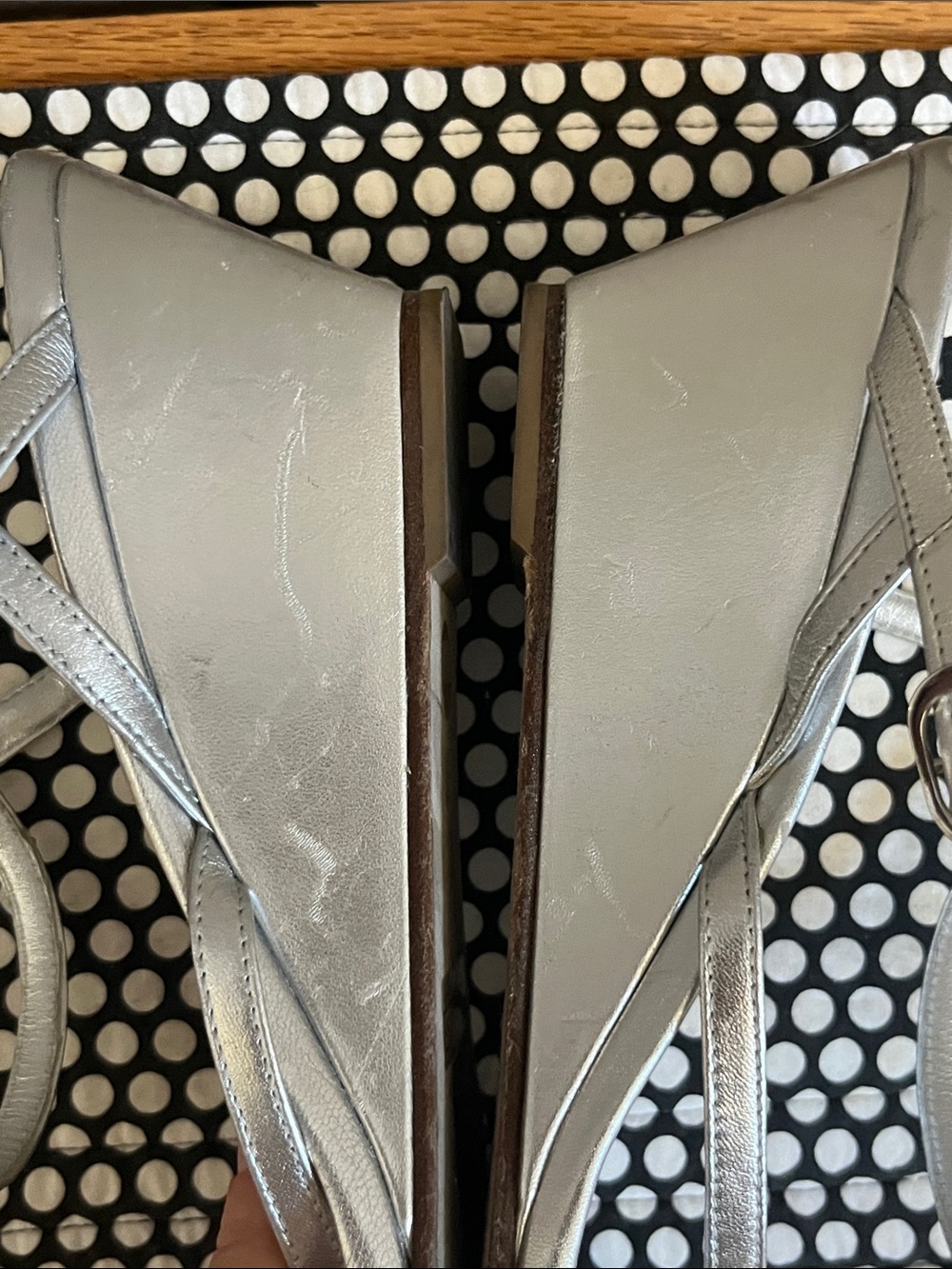 Stuart Weitzman Metallic Silver Wedge Sandals - Picture 5 of 6